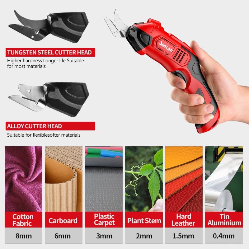 SENCAN Electric Scissors for Cutting Fabric, Cardboard & Plastic, Sewing Crafting Cardboard Heavy Duty Cordless Shears Cutting Tool with 2 Replacement Blades - Image 4